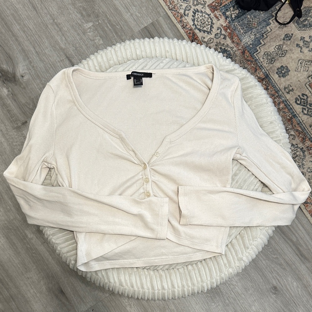 Forever 21 Cream Long Sleeve Top
